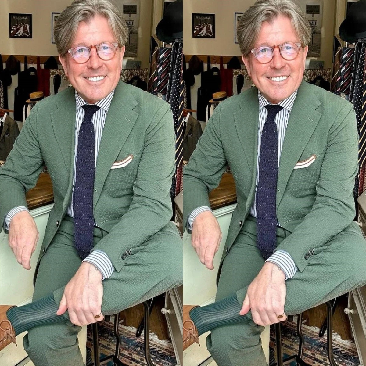 Green Mens' suits Seersucker 2Pcs Menstyle Business Party Work Jacket Blazer
Opens in a new window o