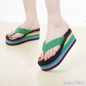 rainbow wedge thong sandal