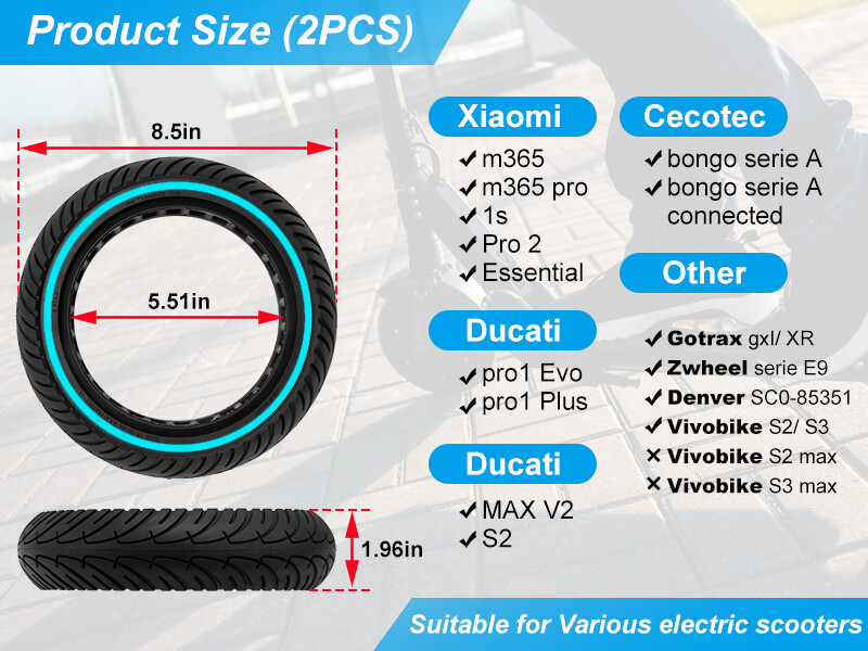 1 Stk Vollgummi Reifen 8,5 Zoll für Xiaomi Mi Mijia M365 Pro2 1S Lite E-Scooter