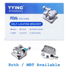 Orthodontic Passive Self-Ligating Bracket Roth/MBT 022 Hook 345 with Buccal Tube