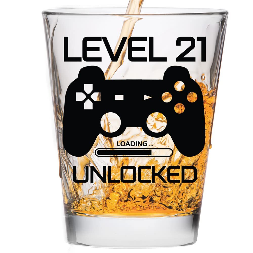 Level 21 Unlocked - Birthday Shot Glass -Birthday Small, 21