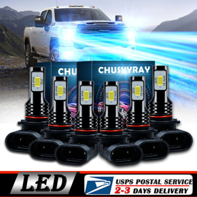 6 LED Headlight Fog Bulbs ICE Blue For Chevy 03-2007 Silverado 02-2005 Avalanche