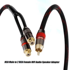 6N OFC Pure Copper Cord HiFi RCA Male to 2 RCA Female Audio Splitter Cable