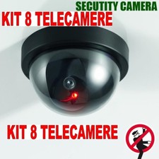 KIT 8 FAKE VIDEO SURVEILLANCE CAMERAS BLACK DOME SHAPE LED FLASHING IR