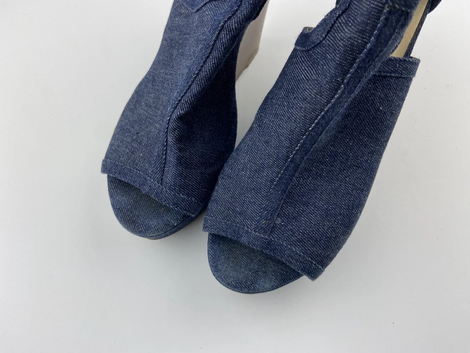 Guess Blue Denim Wedge Sandals Shoes Women 9M Peep Toe Dress Heel - Image 3 of 4