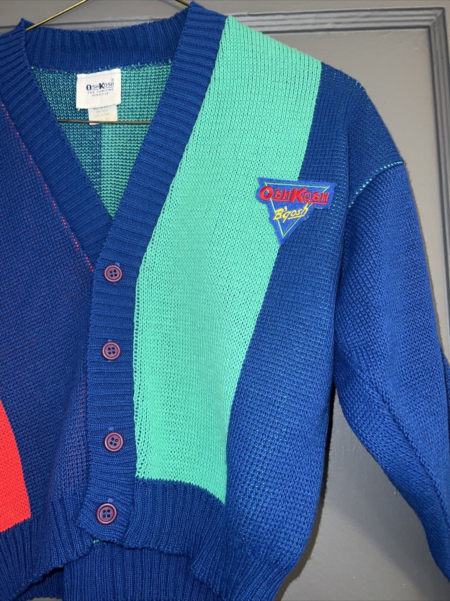Vintage 90s Osh Kosh B Gosh Cardigan Color Block Made In USA