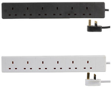 UK Extension Lead Cable Electric Mains Power 1 2 3 4 6 8 10 Gang Way Plug Socket