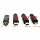 5.5 × 2.1mm Jack to USB 3.1 Type C Mini USB Micro DC Power Connector Adapter