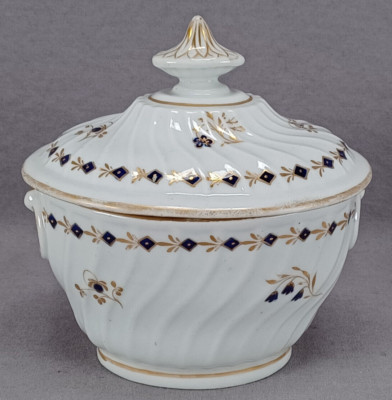 Flight Worcester Cobalt & Gold Floral & Diamond Sugar Circa 1792-1807