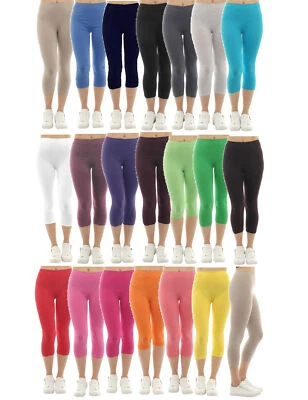 Damen Capri 3/4 Leggings kurze Hose Leggins Baumwolle - Bild 1 von 3