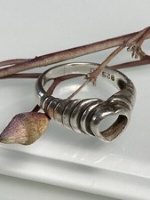 VTG Sterling 925 Solid Silver Heart Band Ring 5.5sz Signed ND 3.3gr