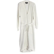 Ser.O.Ya Distressed Cardigan Sweater Maxi Dress Womens XS White Long Amanda Rib