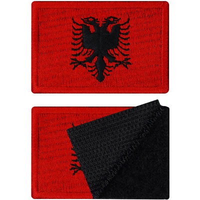 EXPRESS-STICKEREI GMBH Albanien Flagge Patches Klett 2er Set Militär Patch Klettverschluss | 40x60mm
