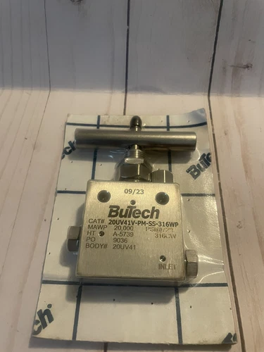Butech 1/4" Needle Valve PN-20UV41V-PM-SS-316WP 20,000psi