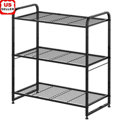 3 Tier Stackable Wire Shelving Unit Adjustable Storage Rack Kitchen Organization