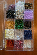 Sm/Med Czech, Art, Glass/Other Bead Lot w Organizer 4 Pounds DCLMX