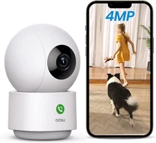 AOSU 4MP Security Camera Indoor, 2.5K Baby Monitor Pet 360° for Home... 