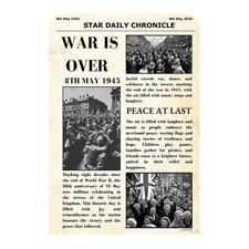 War Is Over Newspaper Vintage Child Sized Single Backdrop Cardboard Cutout 134cm