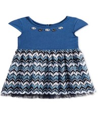 Sweet Heart Rose Girls Denim Crochet Shift Dress
