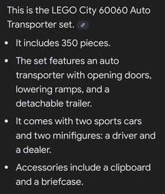 LEGO CITY: Auto Transporter (60060) Car Wash(60362)Space Shuttle (3367) Lot of 3