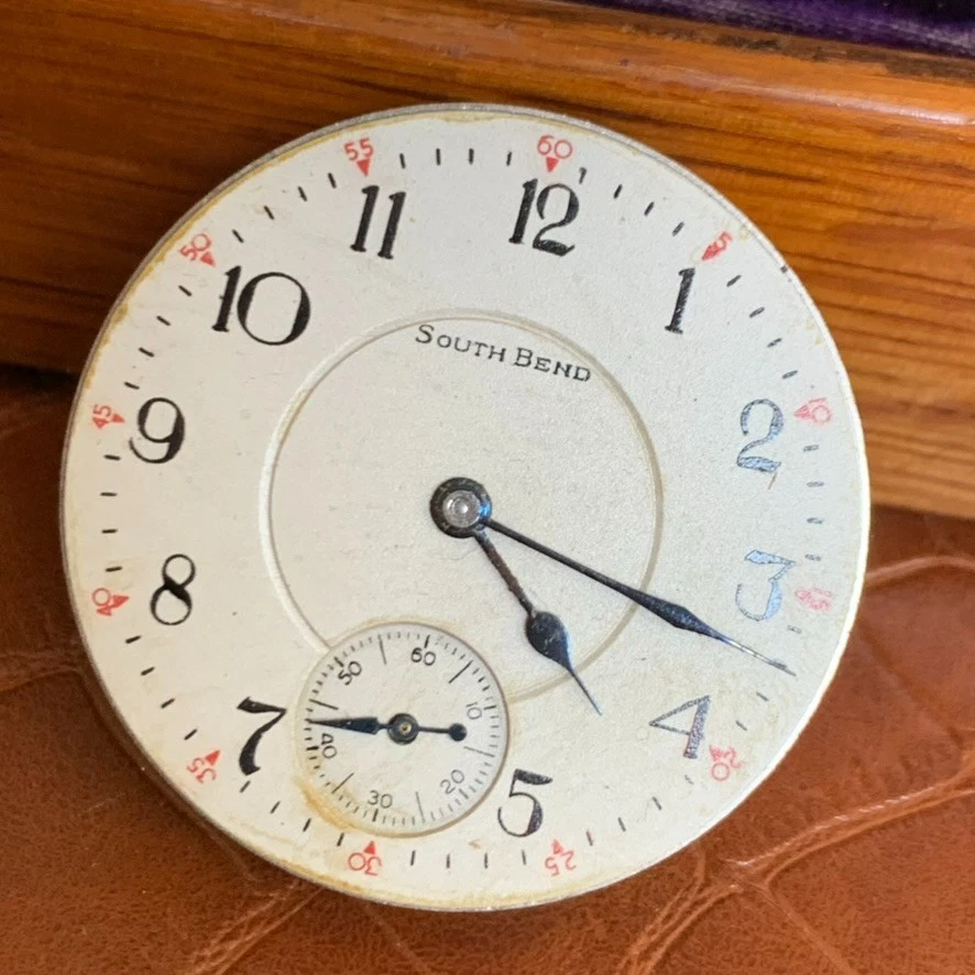 1927 South Bend Studebaker 16S 21 Jewels Open Face Pocket Watch Movement Repair — 第 2/2 张图片