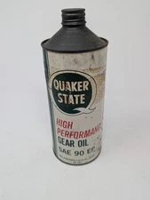 Vintage Quaker State High Performance Gear Oil Quart Dome Top Oil Can 1970s Rare