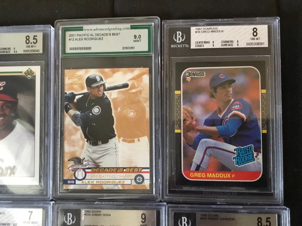 One Lot Of (12) Graded Cards Including Will Clark Sammy Sosa Greg Maddux Chipper - Image 3 of 4