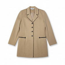 Vintage St. John 4 Tan Long Santana Knit Blazer Career Professional Classic