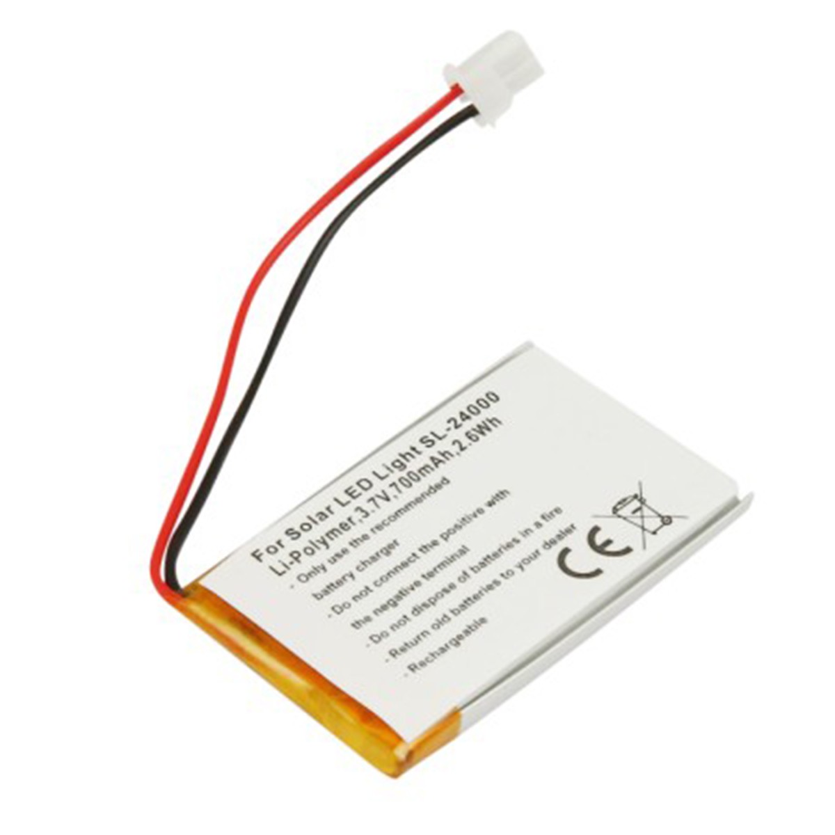 Batterie Li-Po 3.7V 700mAh pour lampe solaire LED SL-24000 Avizar