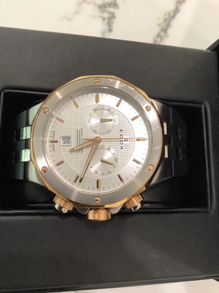 Reloj de cuarzo Edox Delfin cronógrafo oro rosa/ino inoxidable 43 mm 10110 357RNCA Foto 3 de 4