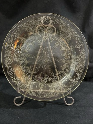 Depression Glass Yellow "Horseshoe" No. 612 11.5" Large Plate Indiana Glass