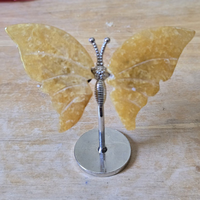 Golden Healer Quartz Butterfly Wings on Metal Stand Freestanding 9cm x 7cm