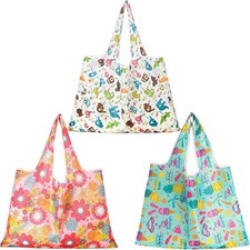 Terrava 3 Pcs Extra Large 50Lbs Foldable Reusable Shopping Bags - Colorful 