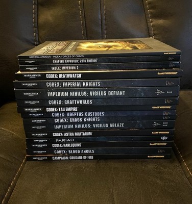 Warhammer 40k Codex Lot of 16: Mixed 2017 - 2018 Deathwatch Tau Blood Angels Etc