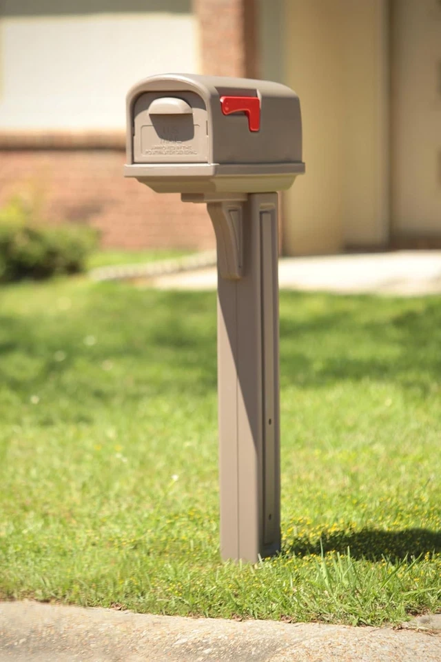 Architectural Mailboxes Classic Plastic Mailbox and Post Kit, Mocha - Image 2 of 4