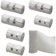 6 Stück Elastische Bandage, Weiße Kompressionsbinden Elastischer Verband mit ...