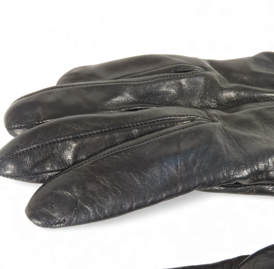 Guantes de cuero NAPPA PORTOLANO negros de piel para niños FORRO DE CACHEMIR hasta la muñeca TALLA 7 Foto 3 de 4