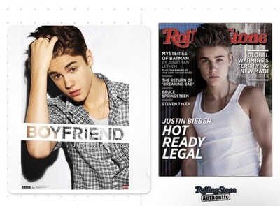 Justin Bieber Lot Of 2 Posters ''Boyfriend''- 2012 &'' Rolling Stones'' -2013 Sealed