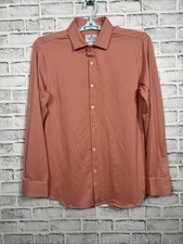 Mizzen Main Shirt Men XL Orange Gingham Casual Long Sleeve Button Up Trim Fit