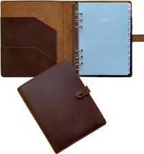 Refillable 2027 Leather Planner - A5 Organizer with Inner Pockets for Every Task