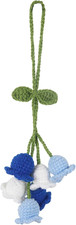 Crochet Flower Car Hanging Ornaments Blue Rearview Mirror Hanging Accessories fo