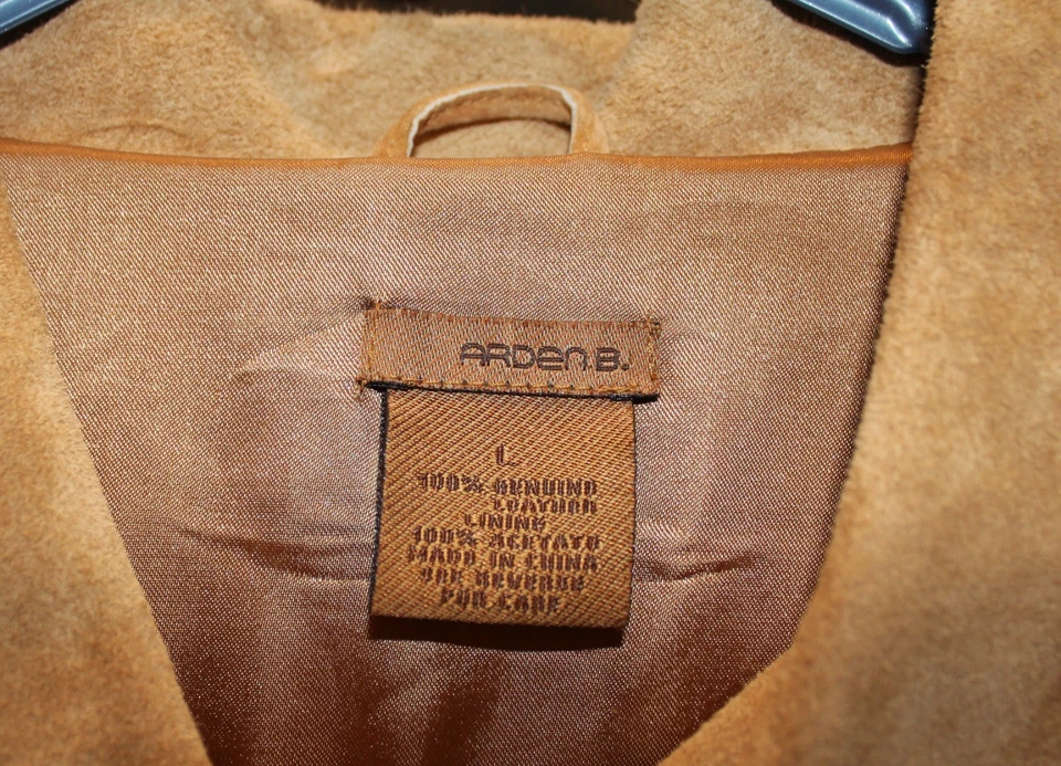Vintage Y2K Arden B Genuine Seude Mini Dress Jacket Large Tan Copper Buttons - Image 2 of 3