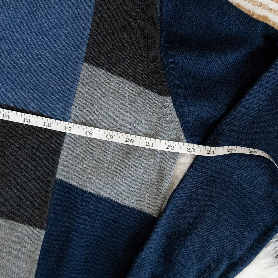 Suéter Oscar De La Renta Para Hombre Talla M Azul Gris Bloque de Color Algodón LS Cuello Redondo Foto 4 de 4