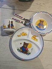 Sango Childrens Gear Kids Marching Bears 5 Piece Set Plate Bowl Cup Fork Spoon
