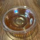 Vintage Iridescent Ribbed Marigold Carnival Glass Optics & Buttons Soup Bowl