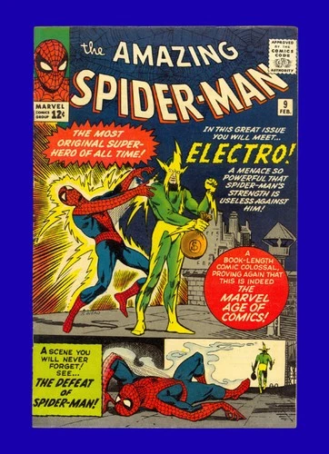 Amazing Spider-Man #9 - Origin & 1st App of Electro - Ditko Cover - 1964 9.2 NM