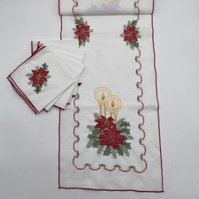 Christmas Table Runner w/6 Napkins Hand Stitc...