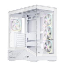 1STPLAYER ATX PC Case for Gaming, White Mid Tower Computer Case with 4 Preins...