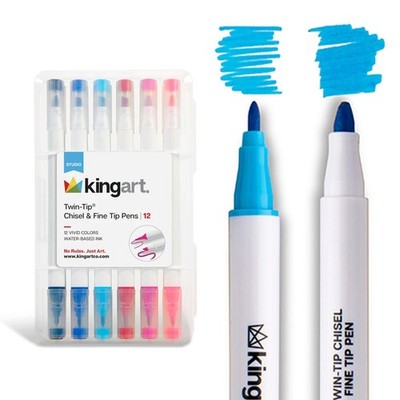 12 PCS TwinTip Markers Chisel Fine Point Dual Tip Pens Coloring Drawing Art