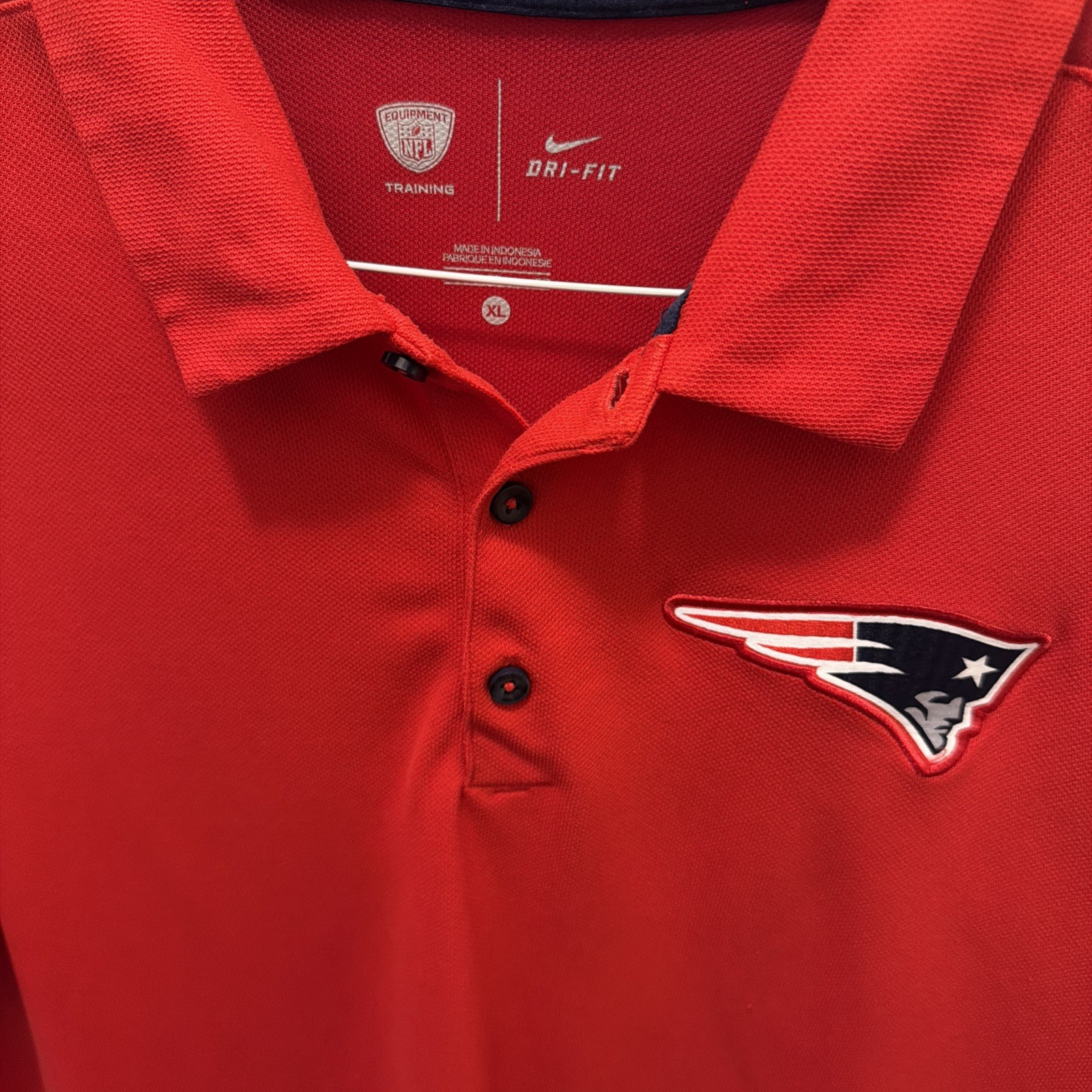 NFL New England Patriots Nike Dri Fit Red Polo Golf Shirt Mens On Field. XL thumbnail 2